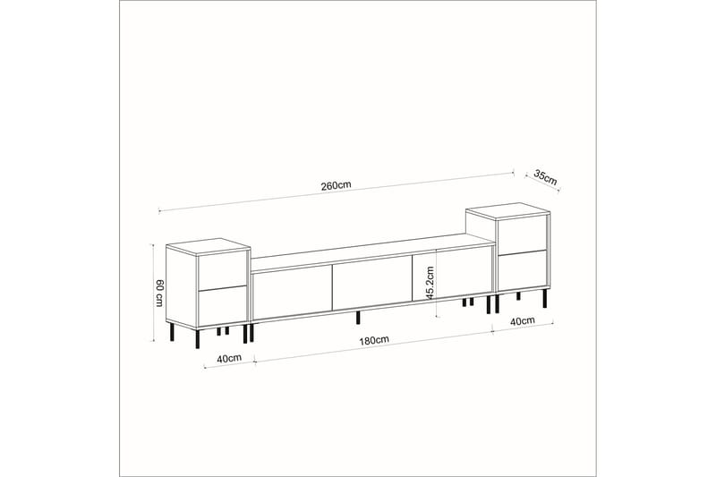 Imaj Tv-bänk 260 cm - Guld/Svart/Vit - Möbler - Tv möbel & mediamöbel - TV bänk & mediabänk