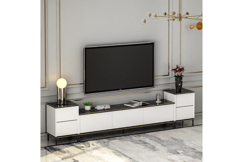Imaj Tv-bänk 260 cm - Guld/Svart/Vit - Möbler - Tv möbel & mediamöbel - TV bänk & mediabänk