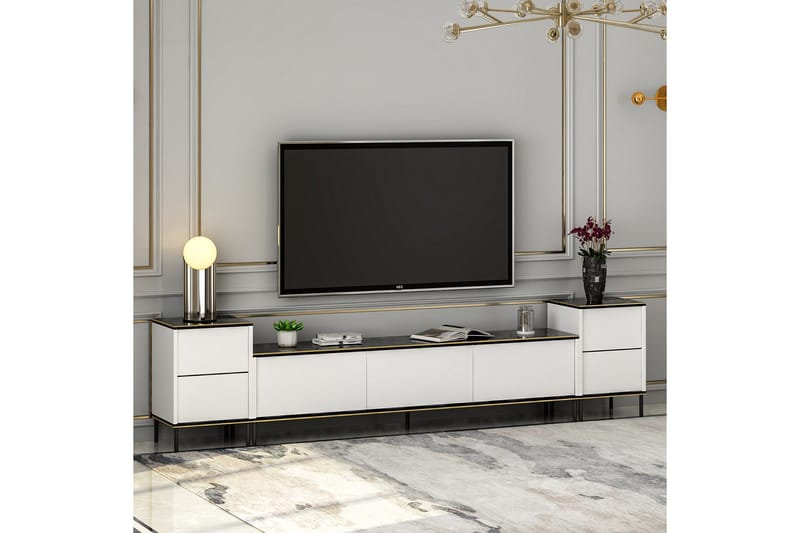Imaj Tv-bänk 260 cm - Guld/Svart/Vit - Möbler - Tv möbel & mediamöbel - TV bänk & mediabänk