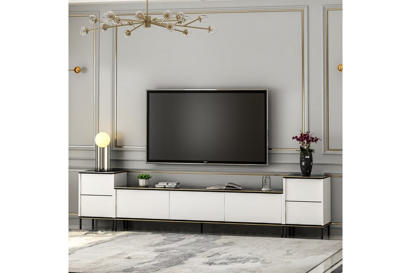 Imaj Tv-bänk 260 cm - Guld/Svart/Vit - Möbler - Tv möbel & mediamöbel - TV bänk & mediabänk