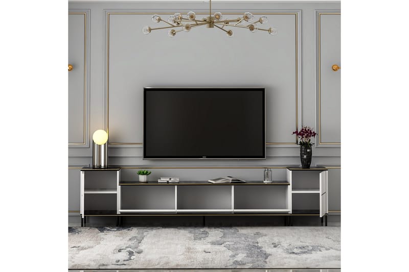 Imaj Tv-bänk 260 cm - Guld/Svart/Vit - Möbler - Tv möbel & mediamöbel - TV bänk & mediabänk