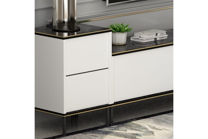Imaj Tv-bänk 260 cm - Guld/Svart/Vit - Möbler - Tv möbel & mediamöbel - TV bänk & mediabänk