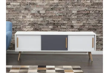 Indiana Golvstående Tv Bänk 160 cm med Förvaring i Ek - Vit - Möbler - Tv möbel & mediamöbel - TV bänk & mediabänk
