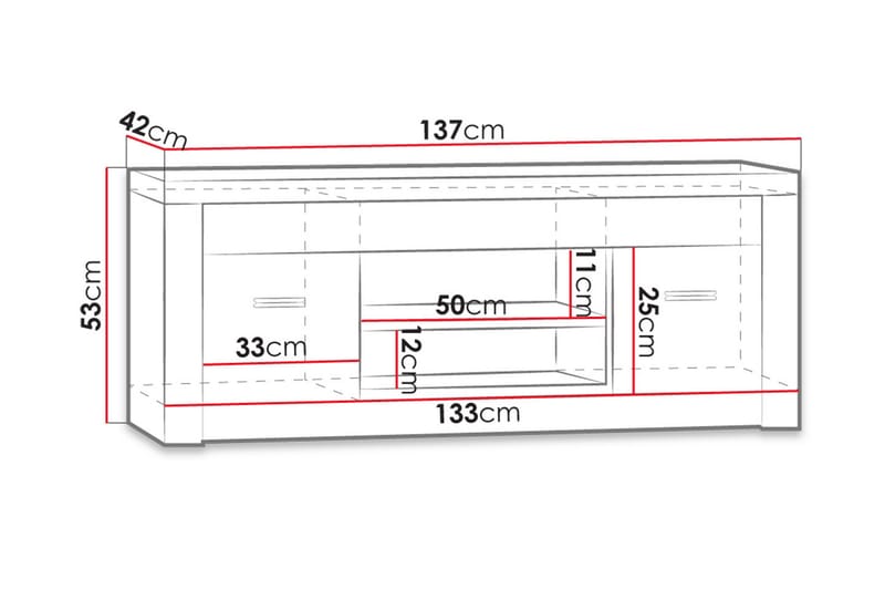 Indianapolis TV-bänk 137x42x53 cm - Brun - Möbler - Tv möbel & mediamöbel - TV bänk & mediabänk