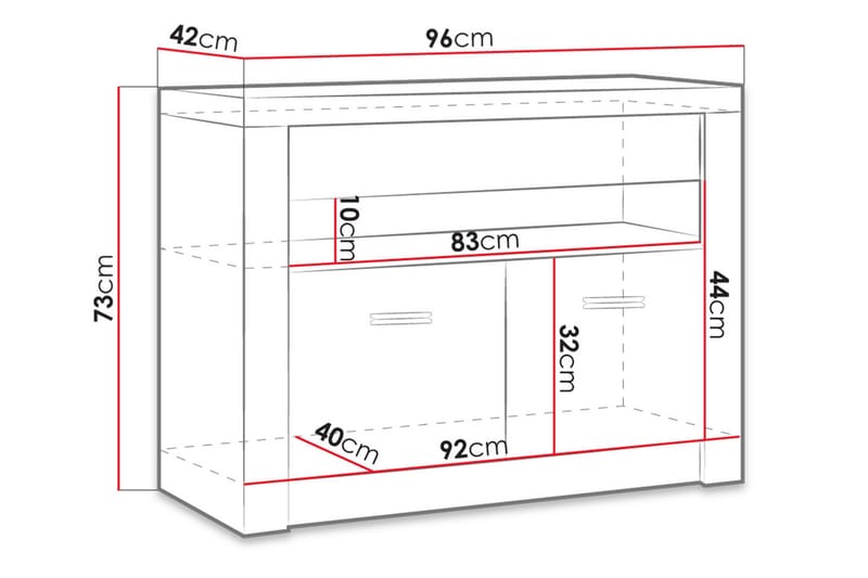 Indianapolis TV-bänk 96x42x73 cm - Vit - TV bänk & mediabänk