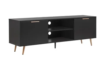 Indio Golvstående TV-bänk 166 cm med Förvaring i Trä med Metallben - Svart - Möbler - Tv möbel & mediamöbel - TV bänk & mediabänk
