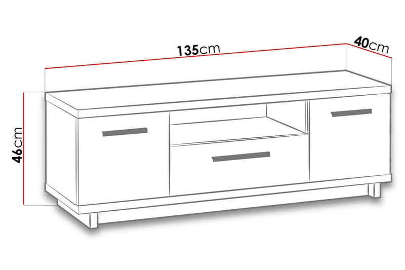 Ingram TV-bänk 40x135 cm - Ek/Svart - TV bänk & mediabänk