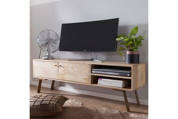 Innella Golvstående Tv Bänk 145 cm med Förvaring i Trä med Metallben - Ljus Natur - Möbler - Tv möbel & mediamöbel - TV bänk & mediabänk