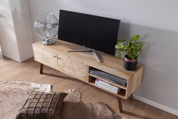 Innella Golvstående Tv Bänk 145 cm med Förvaring i Trä med Metallben - Ljus Natur - Möbler - Tv möbel & mediamöbel - TV bänk & mediabänk