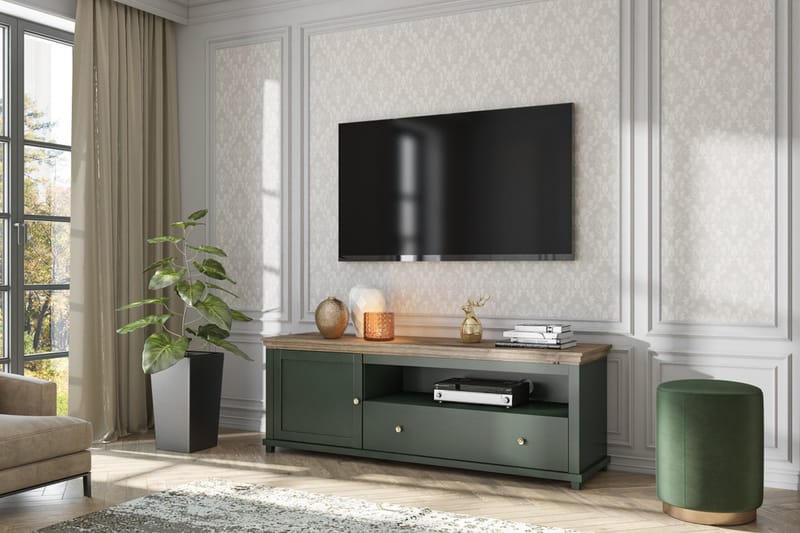 Ivreri Tv-bänk 181 cm - Khaki/Natur - Möbler - Tv möbel & mediamöbel - TV bänk & mediabänk