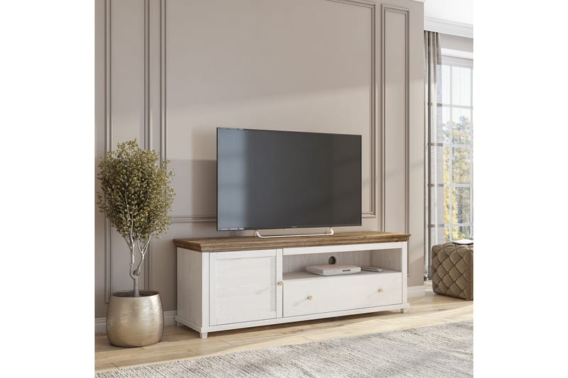 Ivreri Tv-bänk 181 cm - Vit/Natur - Möbler - Tv möbel & mediamöbel - TV bänk & mediabänk