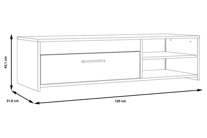 Iztaza Tv-bänk 120 cm - Betonggrå/Vit - TV bänk & mediabänk