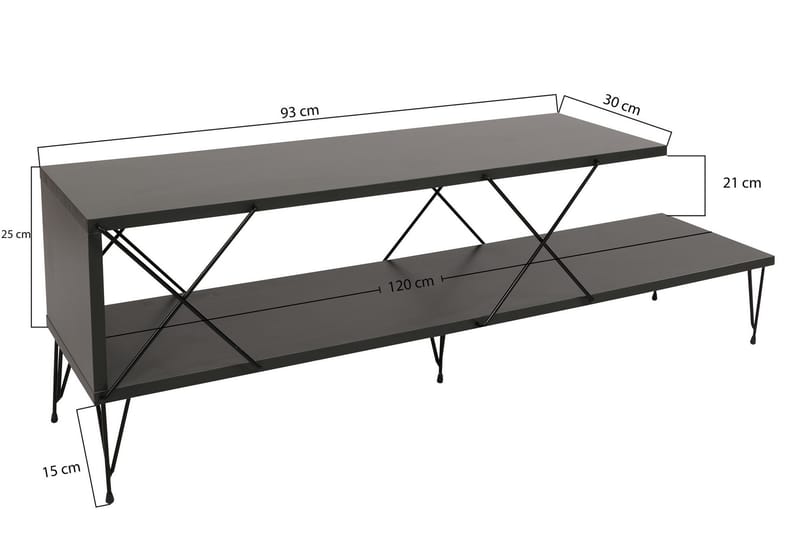 Jaennis Tv-bänk 120 cm - Antracit - TV bänk & mediabänk