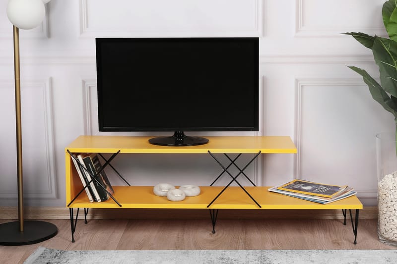 Jaennis Tv-bänk 120 cm - Gul - Möbler - Tv möbel & mediamöbel - TV bänk & mediabänk