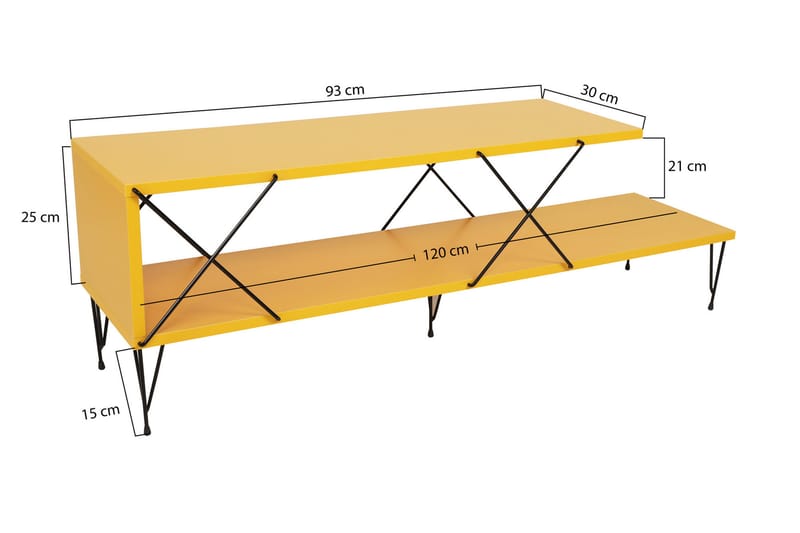 Jaennis Tv-bänk 120 cm - Gul - TV bänk & mediabänk