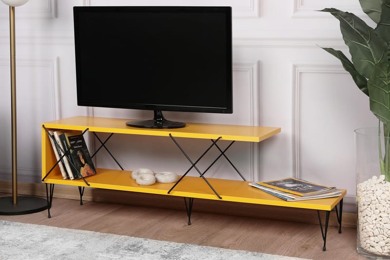 Jaennis Tv-bänk 120 cm - Gul - Möbler - Tv möbel & mediamöbel - TV bänk & mediabänk