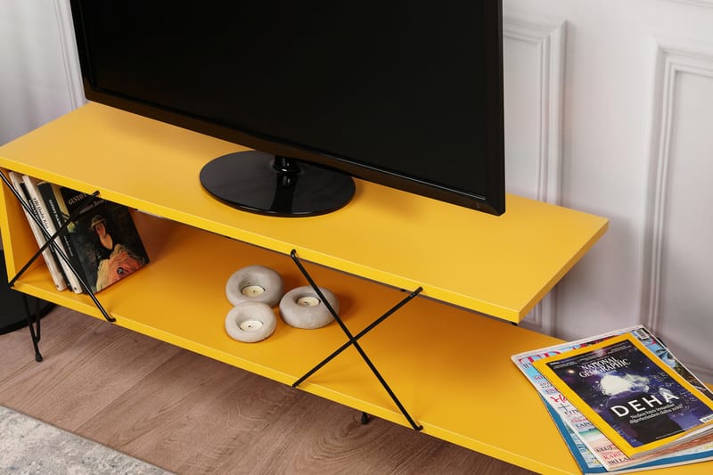 Jaennis Tv-bänk 120 cm - Gul - Möbler - Tv möbel & mediamöbel - TV bänk & mediabänk