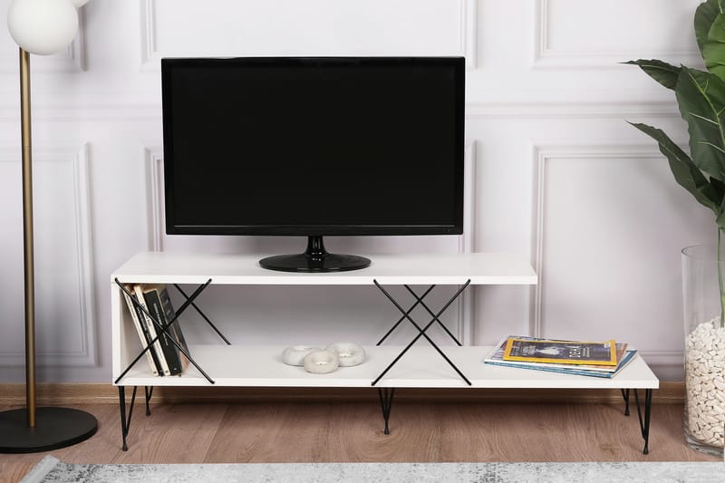 Jaennis Tv-bänk 120 cm - Vit - Möbler - Tv möbel & mediamöbel - TV bänk & mediabänk