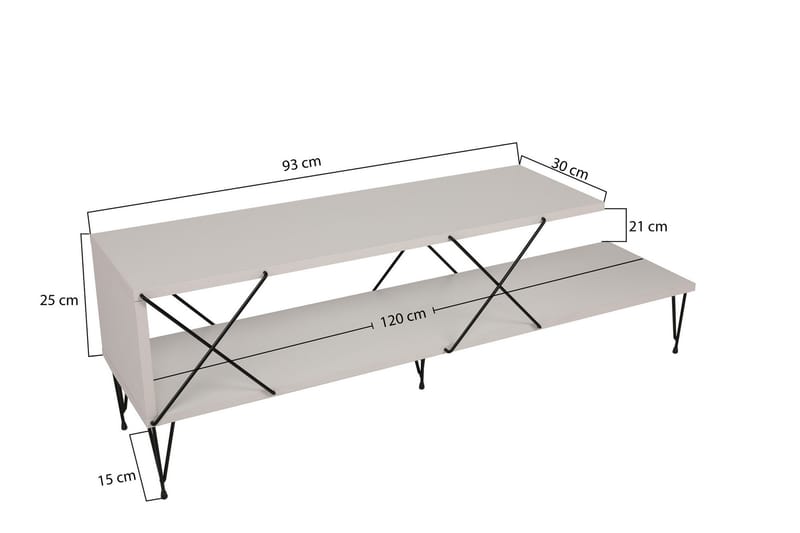Jaennis Tv-bänk 120 cm - Vit - Möbler - Tv möbel & mediamöbel - TV bänk & mediabänk