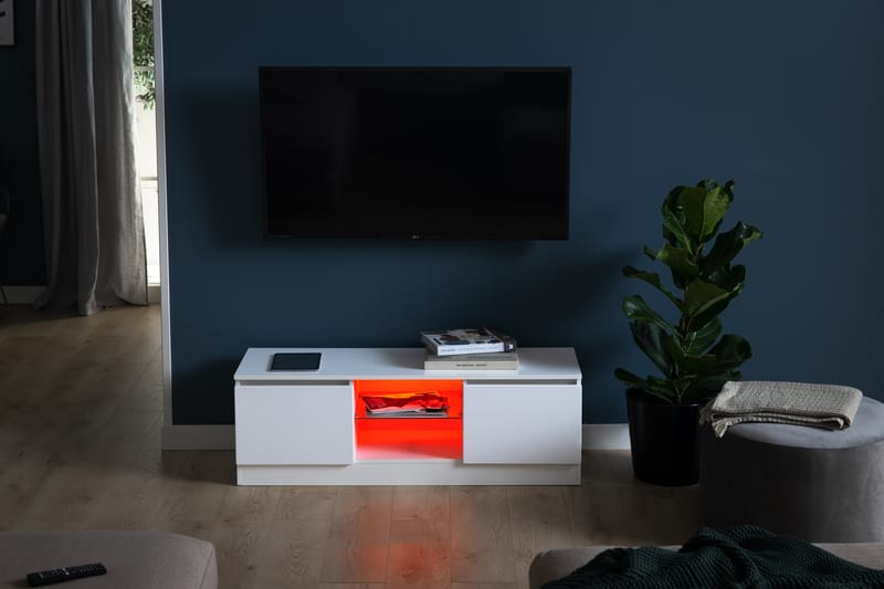 Jugansbo Tv-Bänk 120 cm LED-Belysning - Vit - Möbler - Tv möbel & mediamöbel - TV bänk & mediabänk
