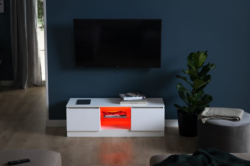 Jugansbo Tv-Bänk 120 cm LED-Belysning - Vit - TV bänk & mediabänk
