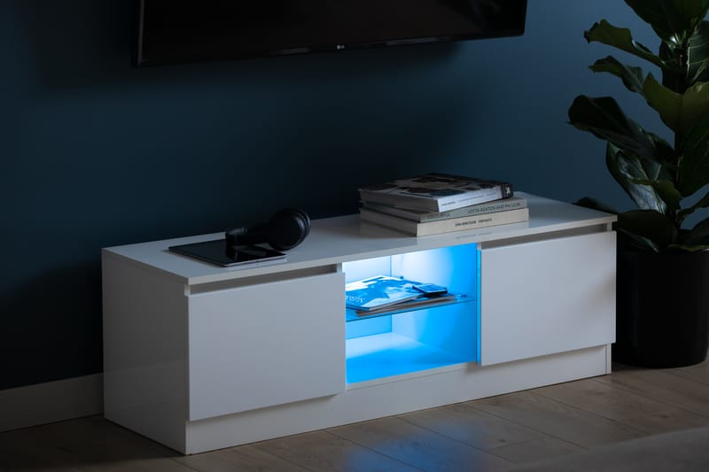 Jugansbo Tv-Bänk 120 cm LED-Belysning - Vit - Möbler - Tv möbel & mediamöbel - TV bänk & mediabänk