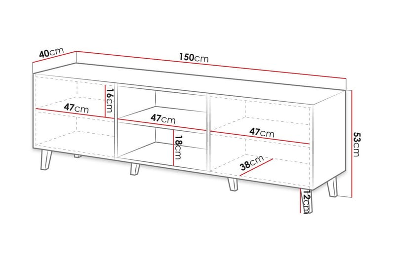 Juniskär Tv-bänk 40x52x150 cm - Svart - Möbler - Tv möbel & mediamöbel - TV bänk & mediabänk