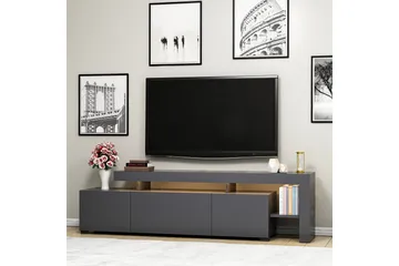 Jurukovo Golvstående TV Bänk 192 cm med Förvaring i Målat Trä - Antracit - Möbler - Tv möbel & mediamöbel - TV bänk & mediabänk