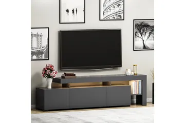 Jurukovo Golvstående TV Bänk 192 cm med Förvaring i Målat Trä - Antracit - Möbler - Tv möbel & mediamöbel - TV bänk & mediabänk