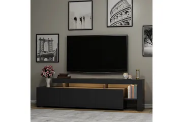 Jurukovo Golvstående TV Bänk 192 cm med Förvaring i Målat Trä - Antracit - Möbler - Tv möbel & mediamöbel - TV bänk & mediabänk