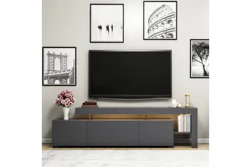 Jurukovo Golvstående TV Bänk 192 cm med Förvaring i Målat Trä - Antracit - Möbler - Tv möbel & mediamöbel - TV bänk & mediabänk