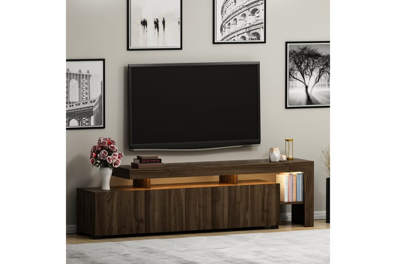 Jurukovo Tv-bänk 192x37 cm Brun - Hanah Home - Möbler - Tv möbel & mediamöbel - TV bänk & mediabänk