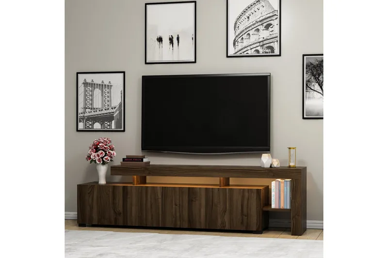 Jurukovo Tv-bänk 192x37 cm Brun - Hanah Home - Möbler - Tv möbel & mediamöbel - TV bänk & mediabänk