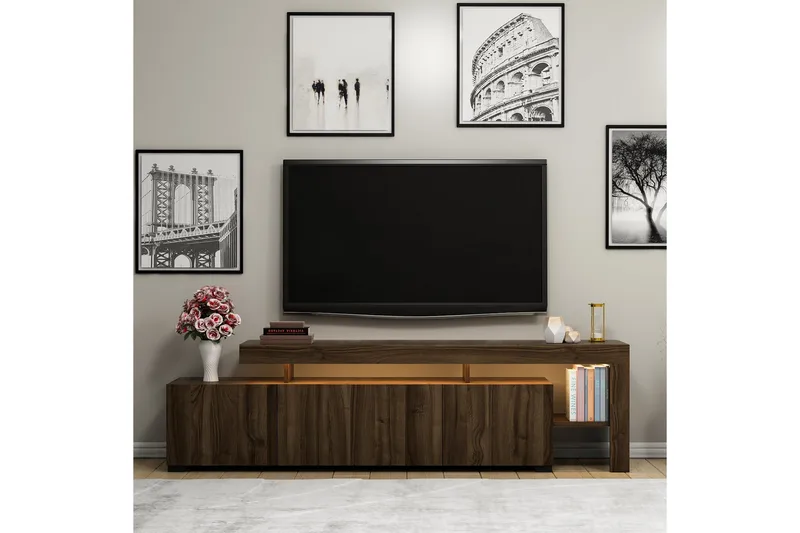 Jurukovo Tv-bänk 192x37 cm Brun - Hanah Home - Möbler - Tv möbel & mediamöbel - TV bänk & mediabänk