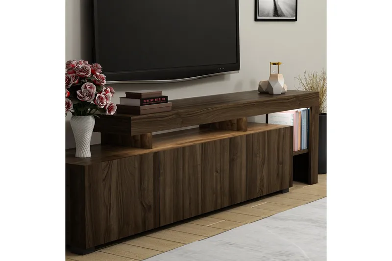 Jurukovo Tv-bänk 192x37 cm Brun - Hanah Home - Möbler - Tv möbel & mediamöbel - TV bänk & mediabänk