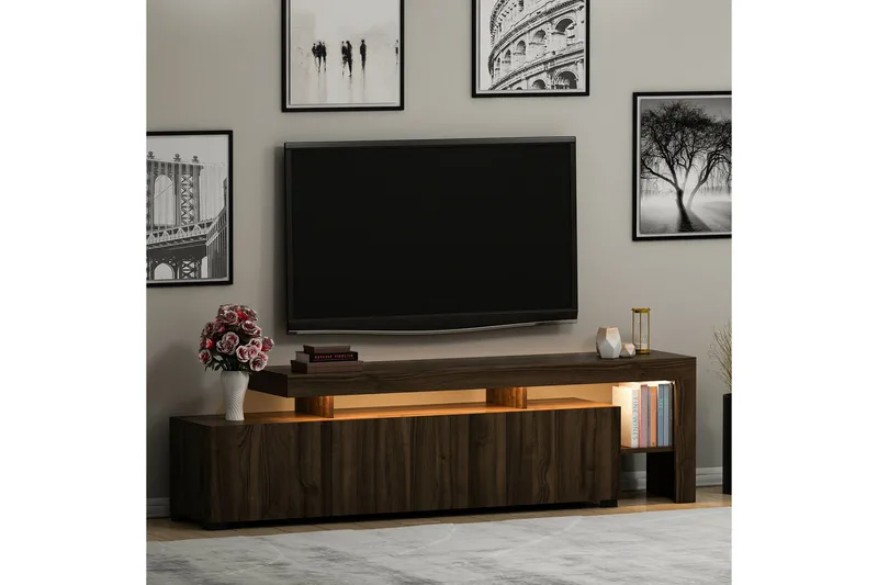 Jurukovo Tv-bänk 192x37 cm Brun - Hanah Home - Möbler - Tv möbel & mediamöbel - TV bänk & mediabänk