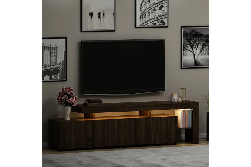 Jurukovo Tv-bänk 192x37 cm Brun - Hanah Home - Möbler - Tv möbel & mediamöbel - TV bänk & mediabänk