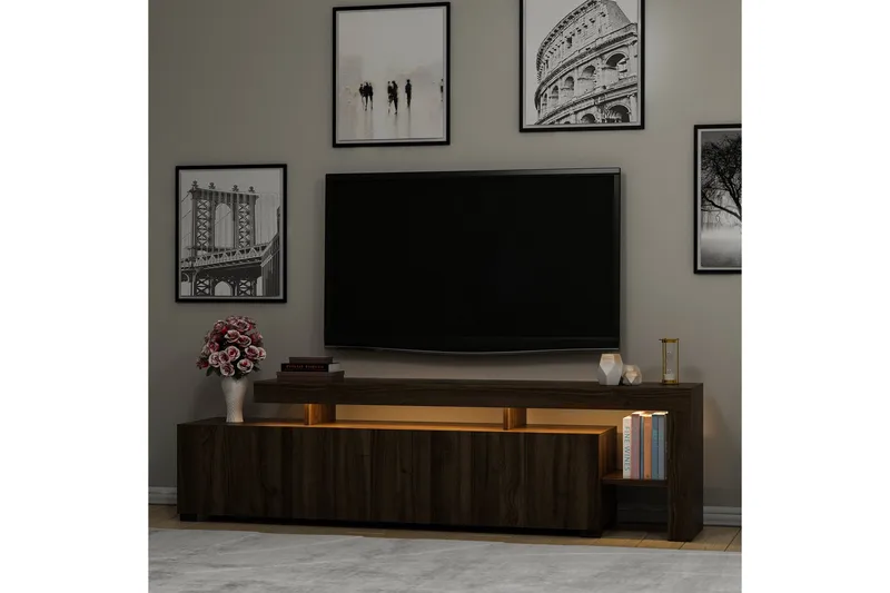 Jurukovo Tv-bänk 192x37 cm Brun - Hanah Home - Möbler - Tv möbel & mediamöbel - TV bänk & mediabänk