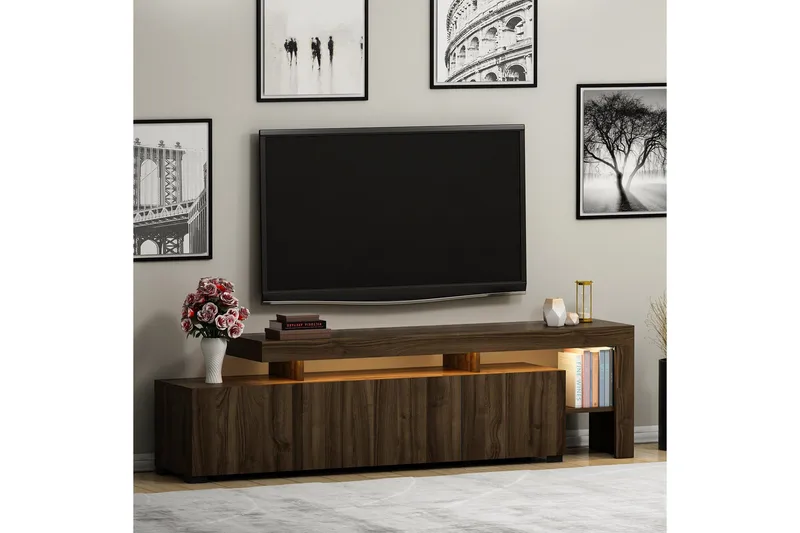 Jurukovo Tv-bänk 192x37 cm Brun - Hanah Home - Möbler - Tv möbel & mediamöbel - TV bänk & mediabänk
