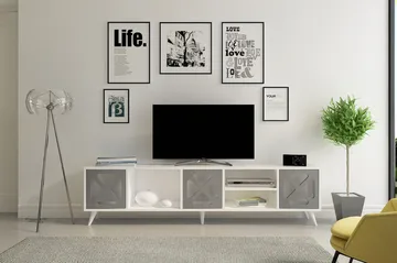 Kallboda Golvstående TV-bänk 180 cm med Förvaring i Målat Trä - Vit - Möbler - Tv möbel & mediamöbel - TV bänk & mediabänk