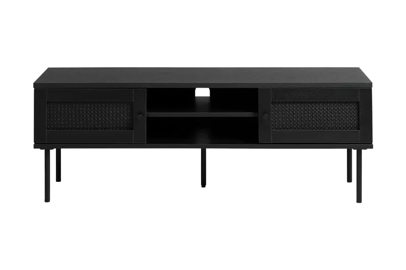 Kamello Golvstående Tv Bänk 120 cm med Förvaring i Målat Trä, Svart