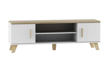 Kardos Golvstående TV-bänk 160 cm med Förvaring i Ek - Vit|Beige - Möbler - Tv möbel & mediamöbel - TV bänk & mediabänk