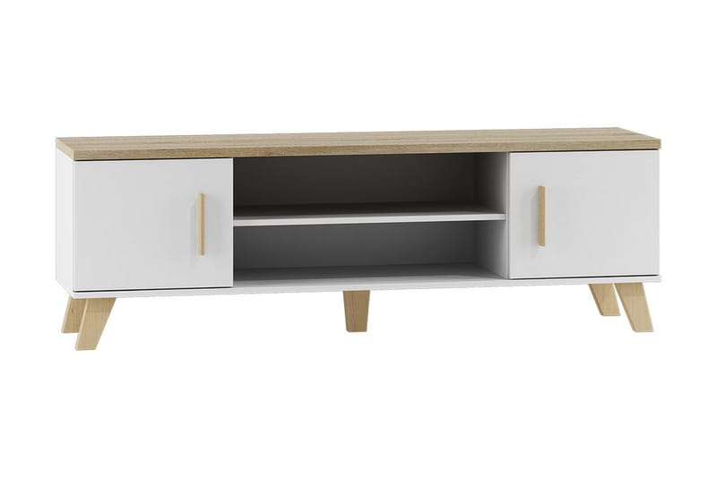 Kardos Golvstående TV-bänk 160 cm med Förvaring i Ek - Vit|Beige - Möbler - Tv möbel & mediamöbel - TV bänk & mediabänk