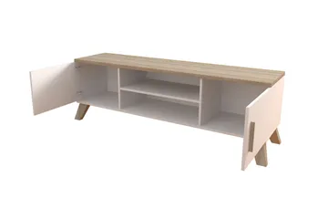 Kardos Golvstående TV-bänk 160 cm med Förvaring i Ek - Vit|Beige - Möbler - Tv möbel & mediamöbel - TV bänk & mediabänk