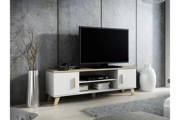 Kardos Golvstående TV-bänk 160 cm med Förvaring i Ek - Vit|Beige - Möbler - Tv möbel & mediamöbel - TV bänk & mediabänk