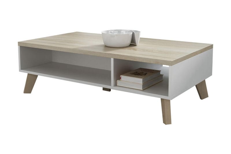 Kardos TV-bänk 110 cm, Vit/Ek