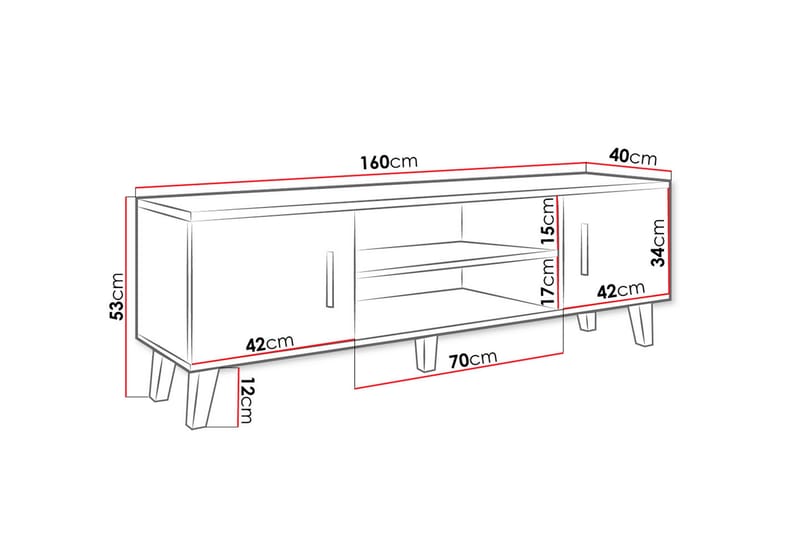 Kardos TV-bänk 160 cm - Vit/Ek - TV bänk & mediabänk