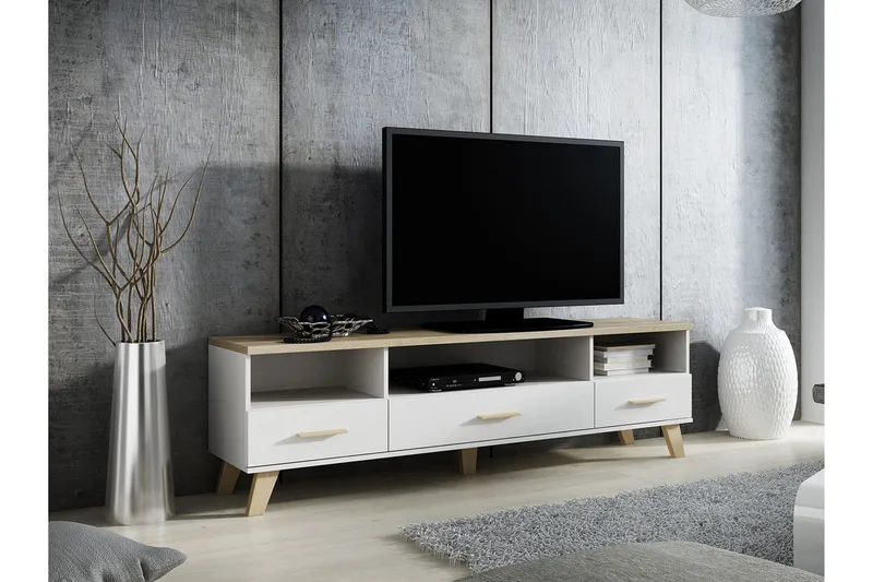 Kardos TV-bänk 180 cm i Ek - Vit|Beige - Möbler - Tv möbel & mediamöbel - TV bänk & mediabänk