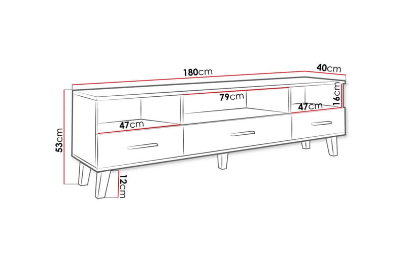 Kardos TV-bänk 180 cm - Vit/Ek - TV bänk & mediabänk