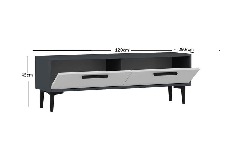 Kasteel Tv-bänk 120 cm - Antracit/Vit - Möbler - Tv möbel & mediamöbel - TV bänk & mediabänk